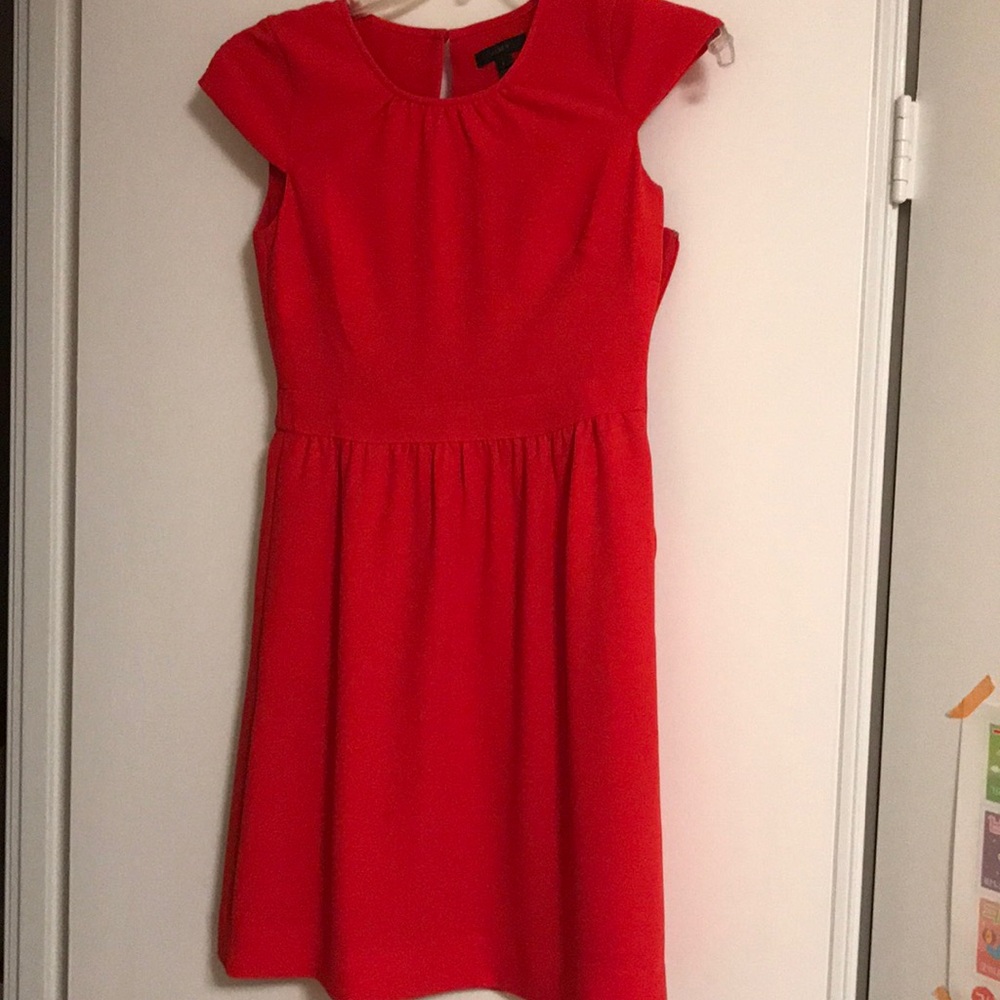 JCrew red dress with side pockets